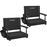SPECSTAR Stadium Seats with Back Support and Cushion, 2 Pack Portable Bleacher Chairs with Cup Holder and Shoulder Strap