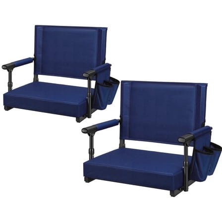 SPECSTAR Stadium Seats with Back Support and Cushion, 2 Pack Portable Bleacher Chairs with Cup Holder and Shoulder Strap