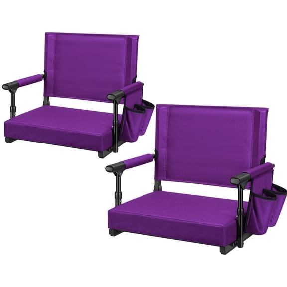 SPECSTAR Stadium Seats with Back Support and Cushion, 2 Pack Portable Bleacher Chairs with Cup Holder and Shoulder Strap