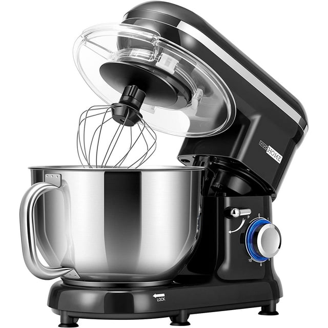 SPECSTAR Stand Mixer, 650W 10 Speed 6 Quart Tilt-Head Kitchen Electric Food Mixer with Beater, Dough Hook and Wire Whip, Black