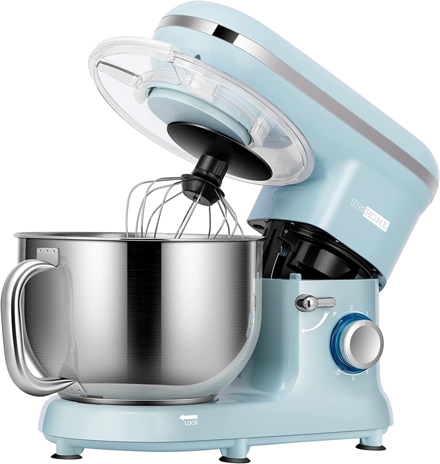 SPECSTAR Stand Mixer, 660W 10 Speed 6 Quart Tilt-Head Kitchen Electric Food Mixer with Beater, Dough Hook, Wire Whip and Egg Separator, Blue