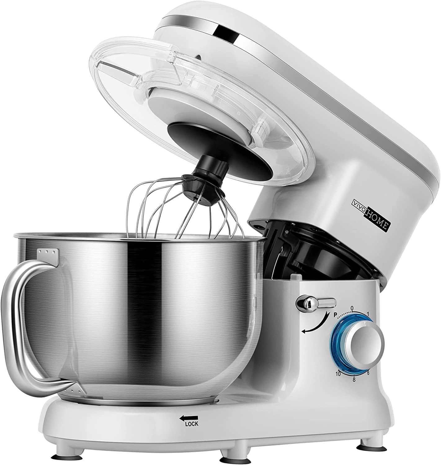 SPECSTAR Stand Mixer, 660W 10 Speed 6 Quart Tilt-Head Kitchen Electric Food Mixer with Beater, Dough Hook, Wire Whip and Egg Separator, Silver