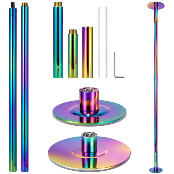SPECSTAR Professional Spinning Static Dancing Pole, Portable Removable Fitness Kit, 7'-9' H Height Adjustable Dancing Pole