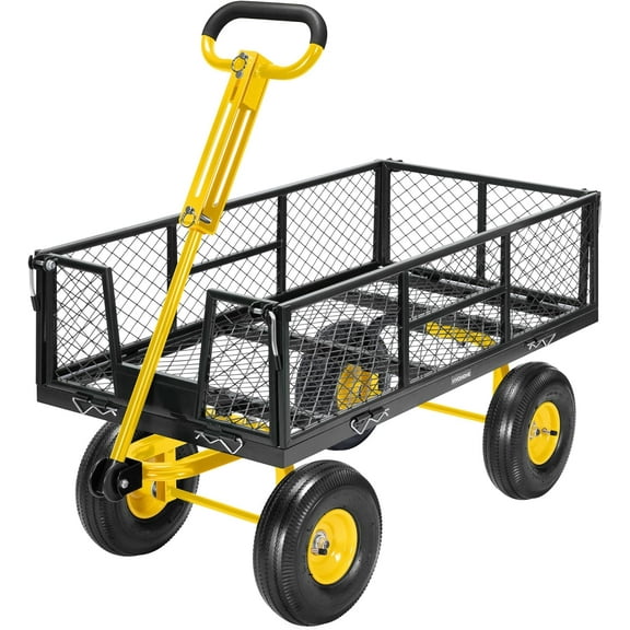 SPECSTAR Steel Garden Cart with Round Handle, 900lbs Capacity, with 10 inch Tire and Handle Attach to ATV or Tractor