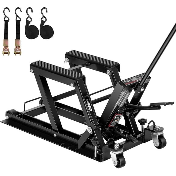 SPECSTAR Steel Hydraulic Motorcycle ATV Lift Jack Hoist Stand 1500 lbs, Black