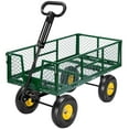 thumbnail image 1 of SPECSTAR Steel Wagon Cart 900lbs Capacity, with 10 inch Tire and Handle Attach to ATV or Tractor, Green, 1 of 8