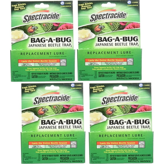 SPECTRUM 16905-1 Spectracide Bag a Bug Japanese Beetle Trap Replacement Lure Pack of 4, 2.39oz