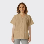 SPECTRUM UNIFORMS Scrub Tops Tunic Tops with Snap Front Women V-Neck Soft Fabric Ideal for Medical Professionals, Hospital and Lab Work Wear Khaki