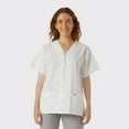 thumbnail image 1 of SPECTRUM UNIFORMS Scrub Tops Tunic Tops with Snap Front Women V-Neck Soft Fabric Ideal for Medical Professionals, Hospital and Lab Work Wear White, 1 of 5
