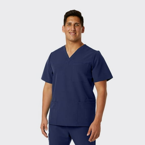SPECTRUM UNIFORMS Wynd Men's Scrub Top Medical Uniform V-Neck Soft Fabric, Outfit Ideal for Men at Hospital Workspace, Medical Practice and Professionals Workwear Doctor Coat Navy Blue