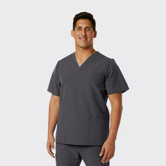 SPECTRUM UNIFORMS Wynd Men's Scrub Top Medical Uniform V-Neck Soft Fabric, Outfit Ideal for Men at Hospital Workspace, Medical Practice and Professionals Workwear Doctor Coat Steel Grey