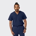thumbnail image 1 of SPECTRUM UNIFORMS Wynd Men's Tuckable Scrub Top Medical Uniform V-Neck Soft Fabric, Outfit Ideal for Men at Hospital Workspace, Medical Practice, and Professionals - Pack of 2 Navy Blue, 1 of 4