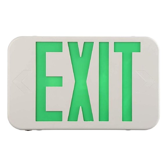 SPECTSUN 1 Packs Green LED Exit Sign with Battery Backup, Green Exit Light, 120V/277V UL Exit Sign Lighting, Egress Light,2 sided Fire Exit Lighting Plastic.