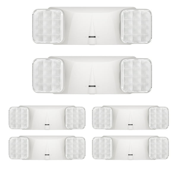SPECTSUN 6 Packs UL Listed- Led Emergency Lights for Home, Emergency Light with Battery Backup -White Commercial Emergency Lights Combo for Outdoor&Indoor- Emergency Two Head Lights Hardwired.