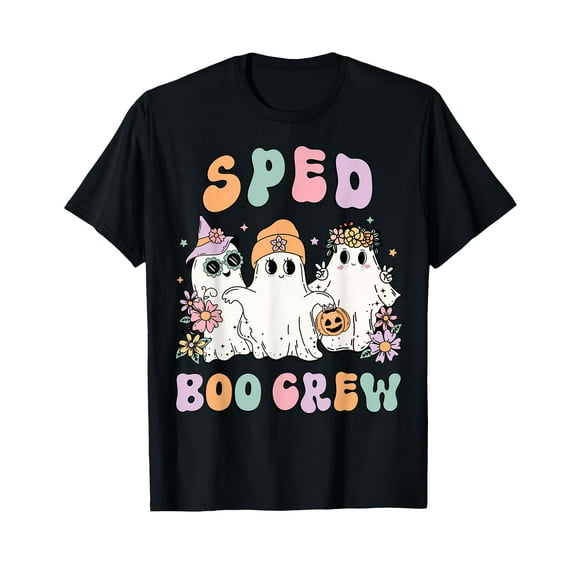 SPED Boo Crew Halloween Floral Ghost Special Ed SPED Teacher T-Shirt