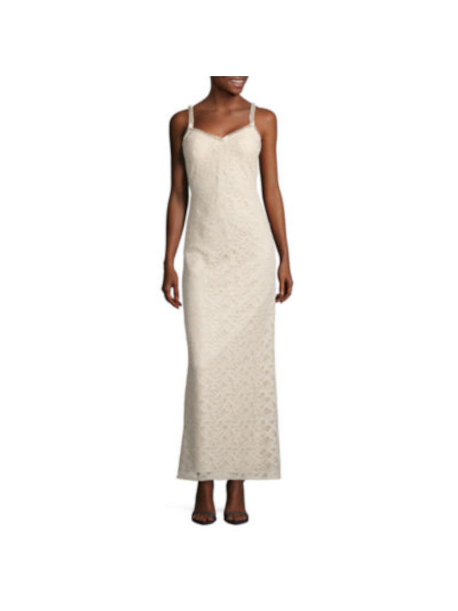 SPEECHLESS Womens Beige Embellished Lace Cut out Glitter Lined Sleeveless Sweetheart Neckline Maxi Shift Prom Dress 11 Walmart