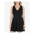 thumbnail image 1 of SPEECHLESS Womens Black Pocketed Scalloped Sleeveless V Neck Short Fit + Flare Dress Juniors L, 1 of 4