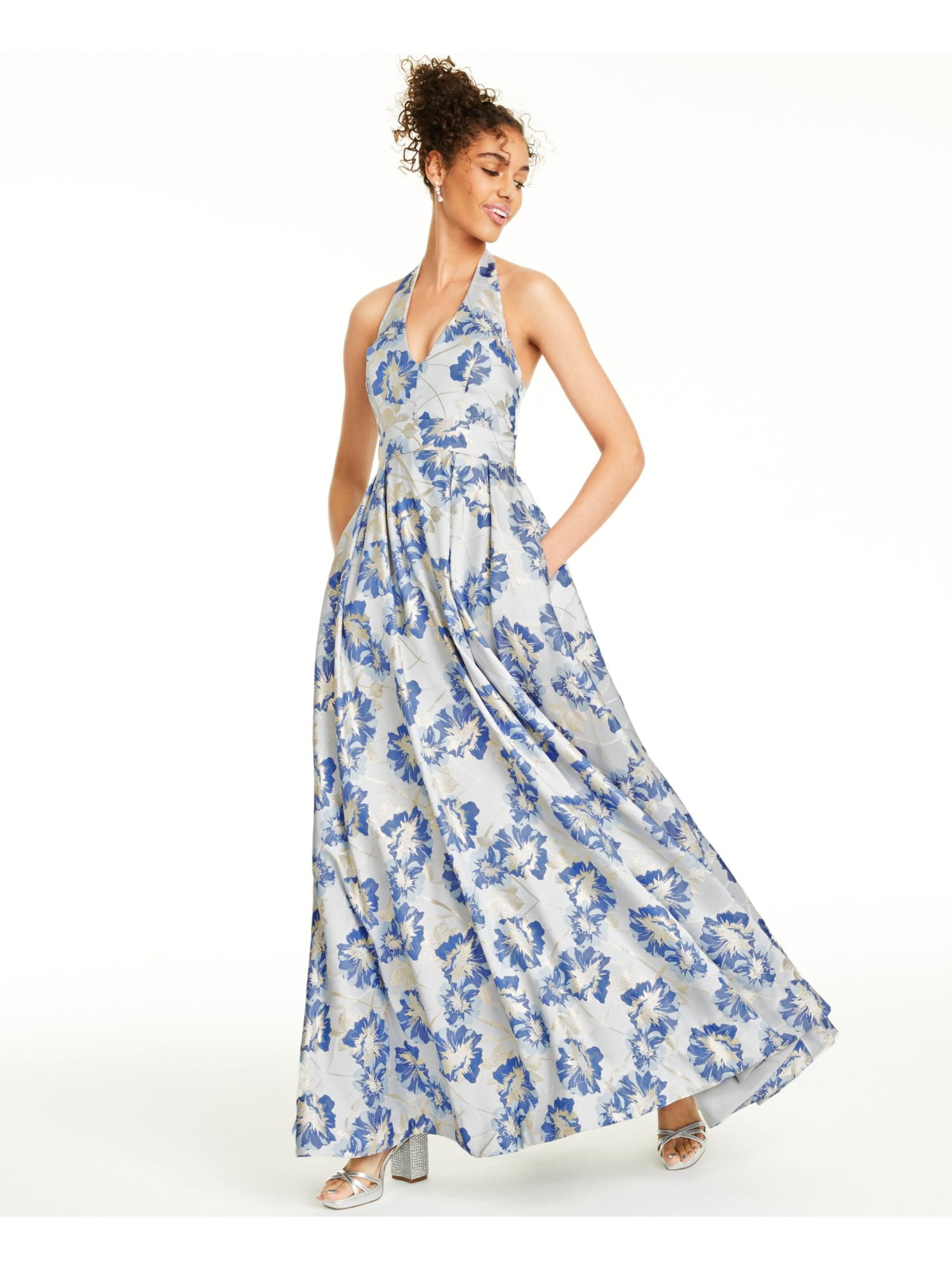 SPEECHLESS Womens Blue Floral Sleeveless V Neck Full-Length Formal Fit + Flare Dress Juniors 9 - Walmart.com SPEECHLESS Womens Blue Floral Sleeveless V Neck Full-Length Formal Fit + Flare Dress Juniors 9 - Walmart.com