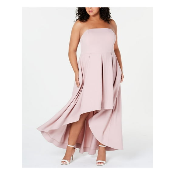 SPEECHLESS Womens Light Pink Ruffled Sleeveless Strapless Maxi Formal Hi-Lo Dress Juniors 18