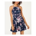 thumbnail image 1 of SPEECHLESS Womens Navy Floral Halter Short Fit + Flare Dress 13, 1 of 4