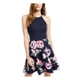 thumbnail image 1 of SPEECHLESS Womens Navy Floral Sleeveless Halter Short Party Fit + Flare Dress 0, 1 of 4