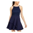 thumbnail image 1 of SPEECHLESS Womens Navy Lace Zippered Spaghetti Strap Short Party Fit + Flare Dress Juniors 0, 1 of 4