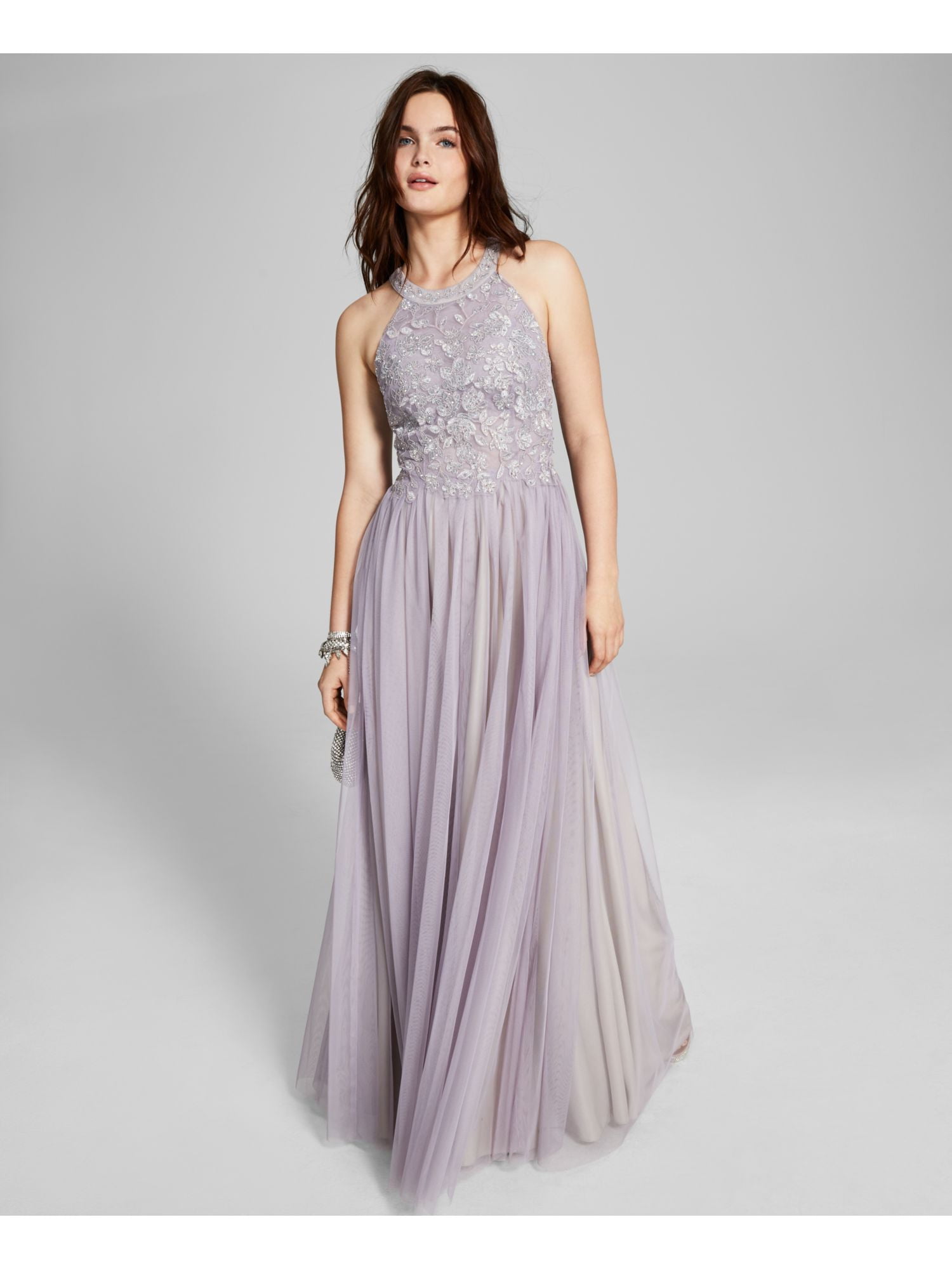 SAY YES TO THE PROM Womens Zippered Sleeveless Asymmetrical Neckline Full-Length Prom Gown Dress