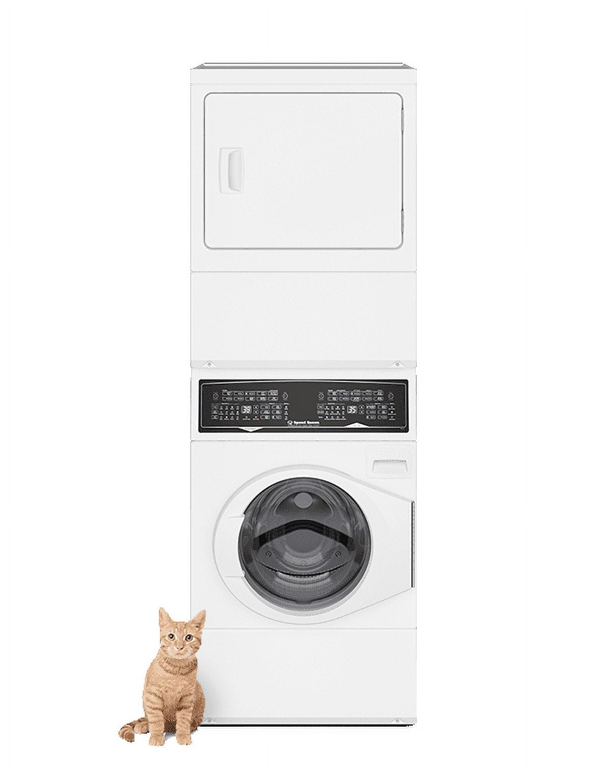 White Electric Stacked Washer and Dryer with Smart Control