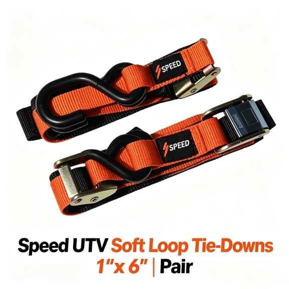 SPEED UNLIMITED 1 Inch x 6 Ft Soft Loop Tie Down Straps, Cam Buckle Quick Release Heavy Duty Tie Downs, Scratch Resistant Universal Cargo Straps, Sold as Pair (Model S0001)