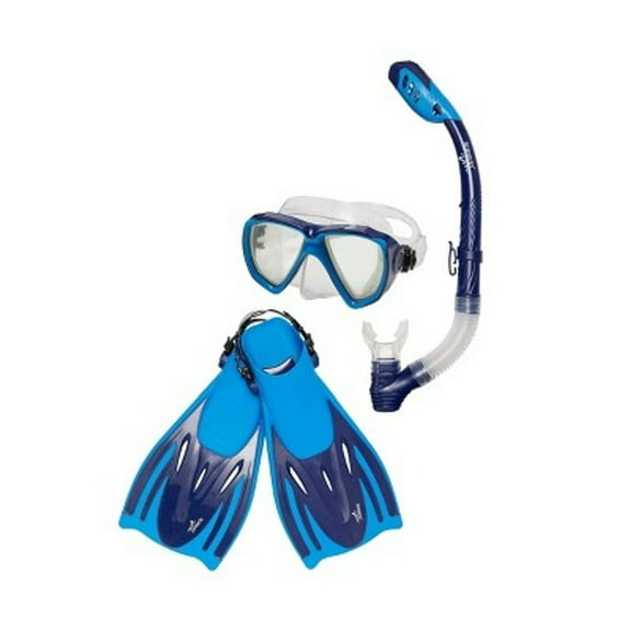 SPEEDO ADULT MSF SNORKEL SET - BLUE/STEEL S/M