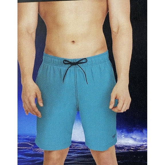 Speedo Men's UPF 50+ Stretch Comfort Liner Water Resistant 18" Fitness Shorts (US, Alpha, X-Large, Regular, Regular, Light Blue)