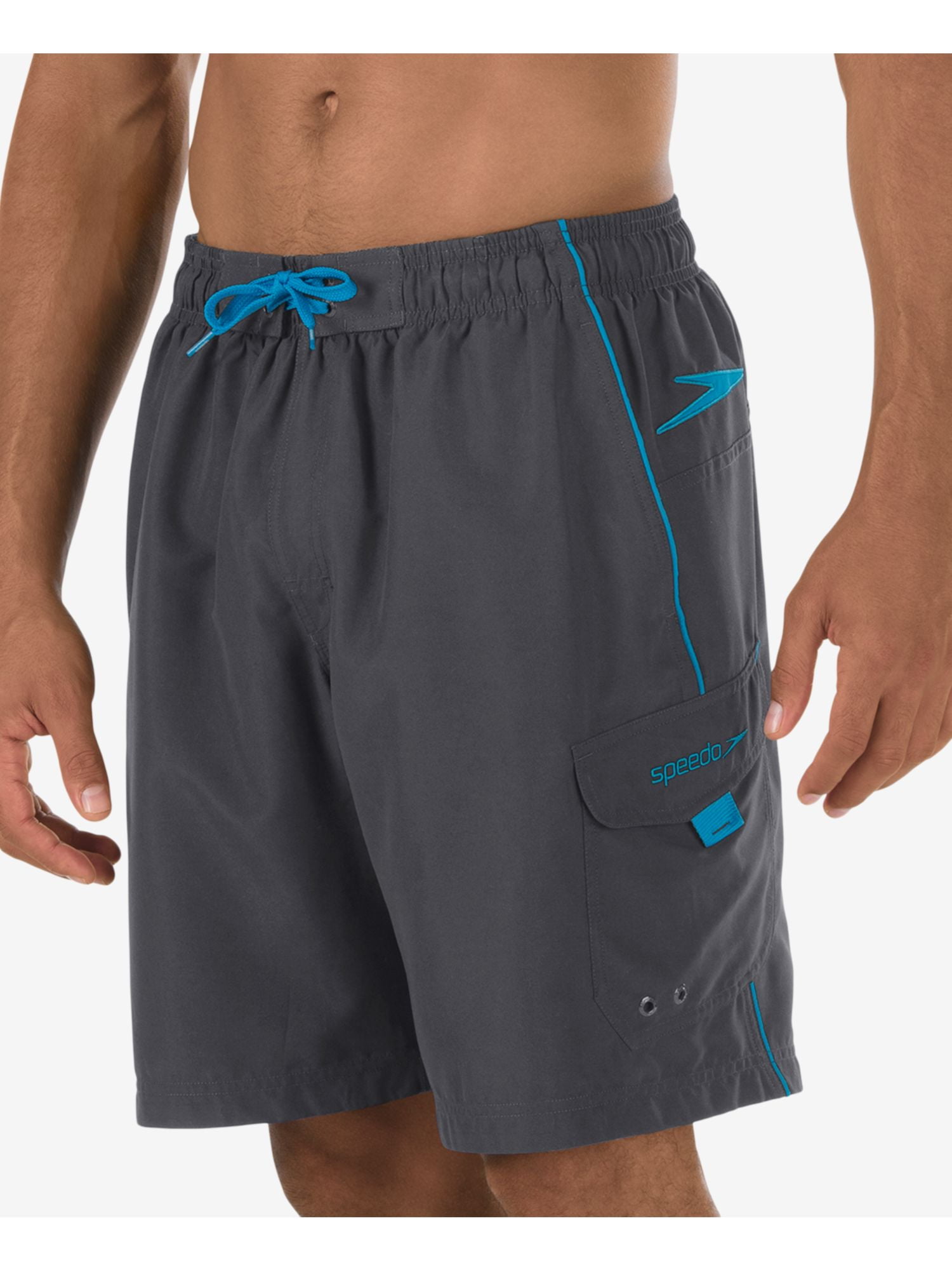 SPEEDO Mens Gray Drawstring Stretch Lined Loose Fit Athletic