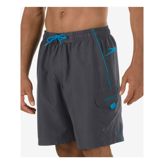 SPEEDO Mens Gray Drawstring Stretch Lined Loose Fit Athletic Shorts L