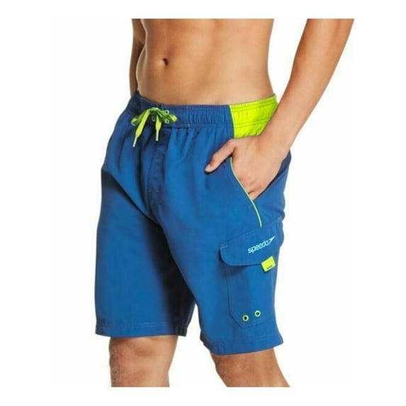 SPEEDO Mens Swimwear Blue Color Block Shorts S