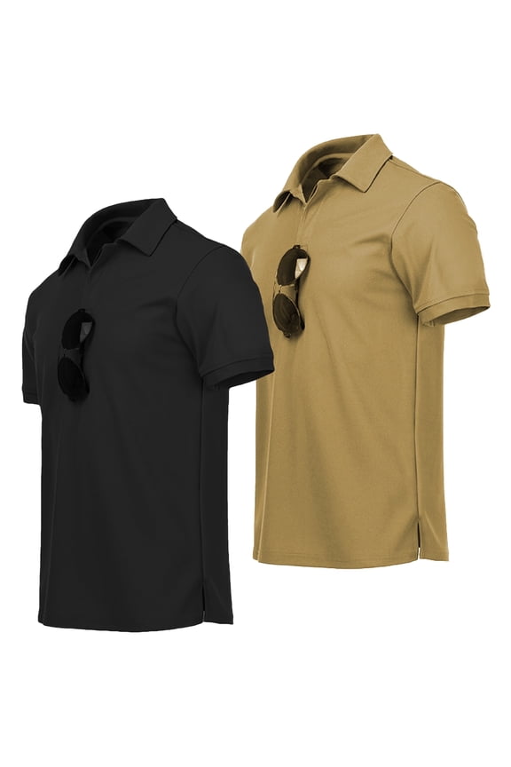 2 Pack Polo Shirt for Men's and Big Men's, Comfort Collar Casual Golf Polo Shirts Sizes M