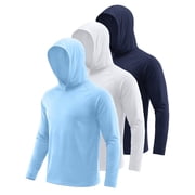 SPEEDRUN 3 Pack Men and Big Men Long Sleeve Workout Hoodie Shirt, UPF 50+ UV Sun Protection Fast Dry Moisture Wicking Workout Tops, Sizes XL