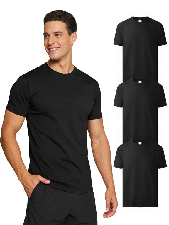3 Pack Men's Cotton T-Shirt Short Sleeve Casual Crew Neck Basic Tee Soft, Sizes M-3XL