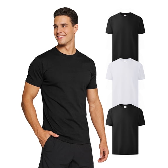 SPEEDRUN 3 Pack Men's Cotton T-Shirt Short Sleeve Casual Crew Neck Basic Tee Soft, Sizes M-3XL