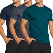 SPEEDRUN 3 Pack T-Shirt, Moisture-Wicking Cotton Crewneck Tee with Short Sleeves for Men, Sizes M-3XL