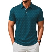 Men's Polo Shirt Print Short Sleeve Moisture Wicking Collared Casual Summer Shirt, Size XL