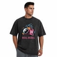 thumbnail image 1 of SPEEDRUN Men's & Big Men's Vintage Washed Graphic T Shirts, Round Neck Casual Solid Color Cotton T-Shirt, Retro Film Elements, Size S, 1 of 8