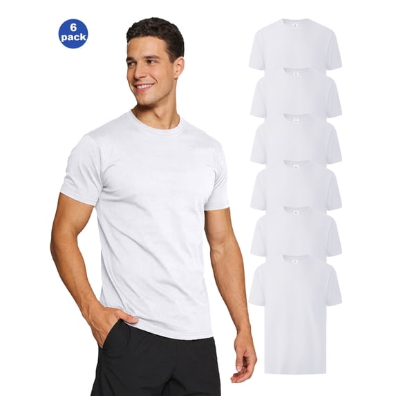SPEEDRUN Men's Cotton T-Shirt Short Sleeve Casual Crew Neck Tee Soft, 6 Pack, Sizes M-3XL