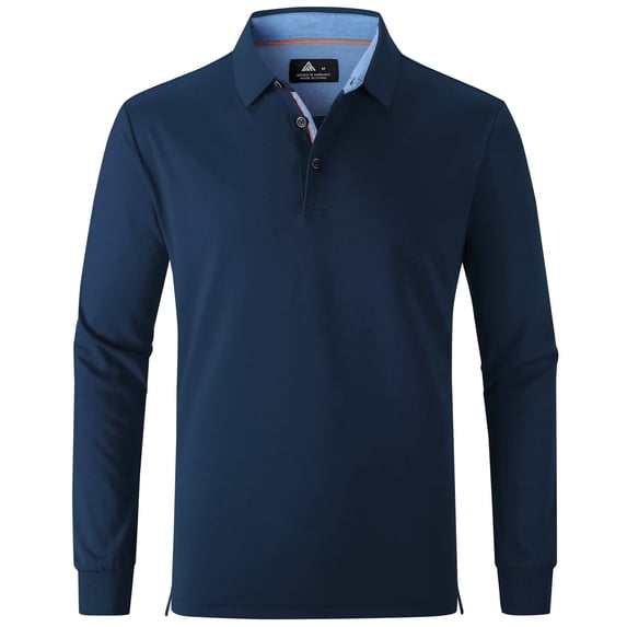 SPEEDRUN Men's Golf Polo Shirts Casual Business Long Sleeve Polo Shirt for Men Moisture Wicking Dry Quickly Cationic Tennis Golf T-Shirts Navy M