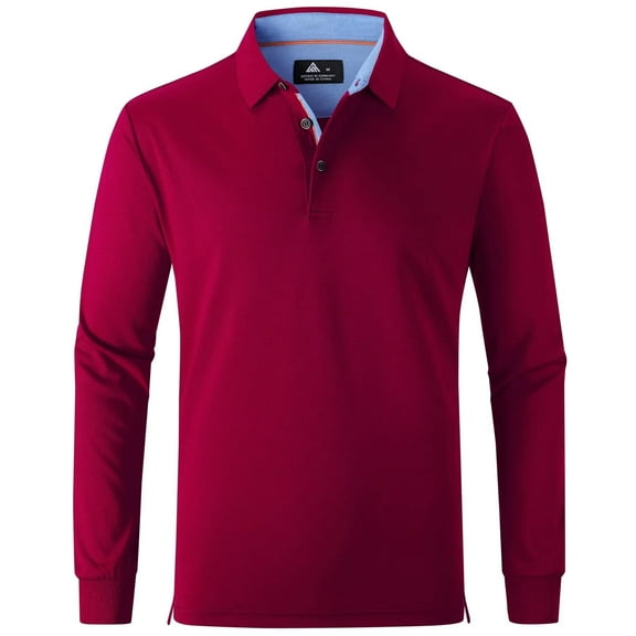 SPEEDRUN Men's Golf Polo Shirts Casual Business Long Sleeve Polo Shirt for Men Moisture Wicking Dry Quickly Cationic Tennis Golf T-Shirts Wine Red M