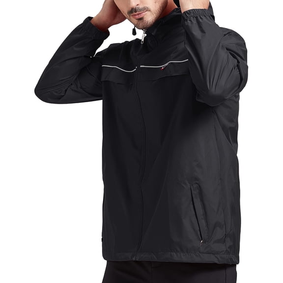 SPEEDRUN Mens Rain Jackets Men Waterproof breathable Lightweight Windbreaker with Hood Outdoor Raincoat for Hiking Running Travel Black 3XL