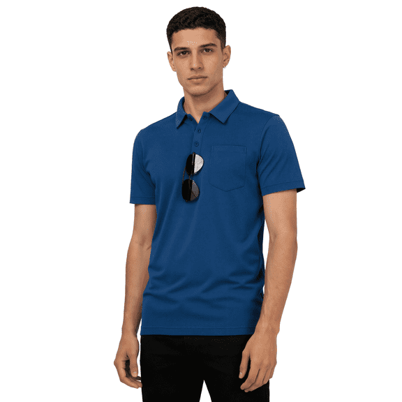 SPEEDRUN Polo Shirt for Men's and Big Men's, Comfort Collar Casual Golf Polo Shirts with Sunglasses Loop, Sizes XL