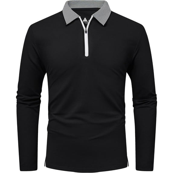 SPEEDRUN Polo Shirts Zip Up for Men Moisture Wicking Long Sleeve Casual Shirt Sports T-Shirts