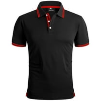 SPEEDRUN Polo Shirts for Men Short Sleeve Solid Color Men'S Golf Polo Shirts Business Polo Shirts Causal Collared Golf Tennis T-Shirt Black Red L