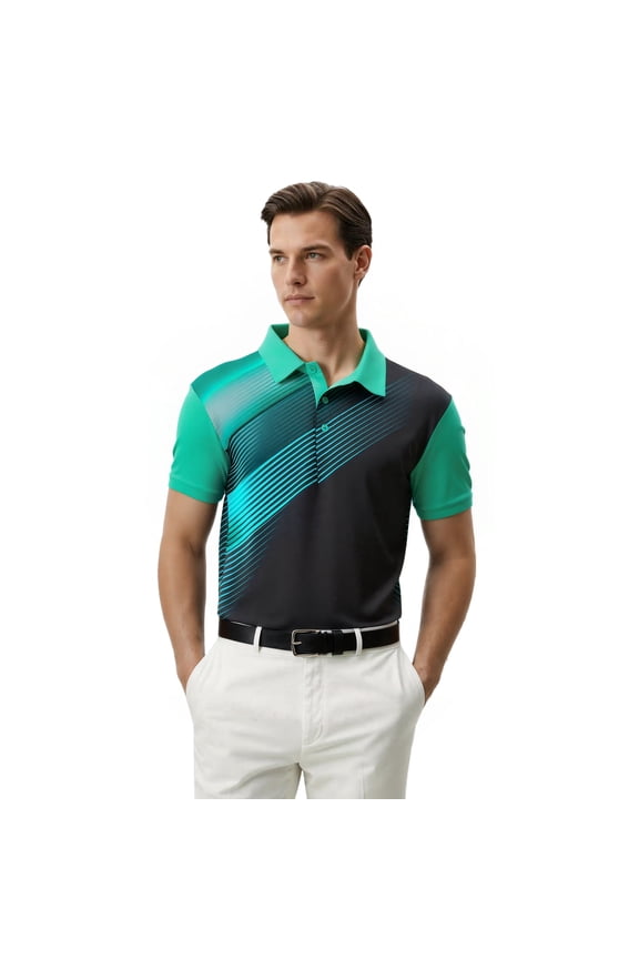 Short Sleeve Golf Shirts for Men, Dry Fit Print Polo Shirt with Moisture-wicking, Sizes M-3XL