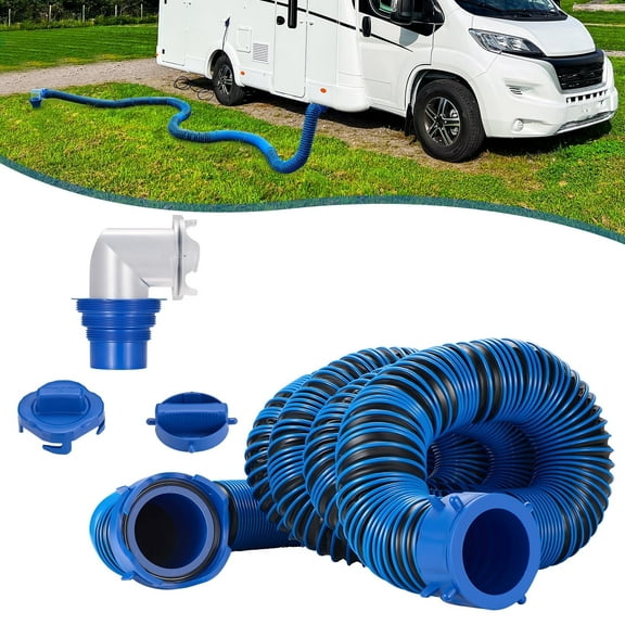 SPEEDWOW 20FT RV Sewer Hose Kit, Heavy Duty TPE RV Sewer Hose with Swivel Fitting & 90 Degree Clear View Sewer Adapter for Waste Drainage, Abrasion & Crush Resistant